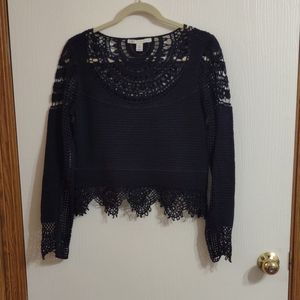 Cato navy blue crochet women's top